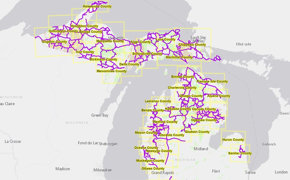 Michigan Snowmobile Trail Map – Map Of The Usa With State Names
