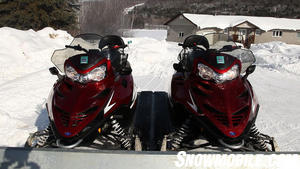 Redline Snowmobiles on Trailer