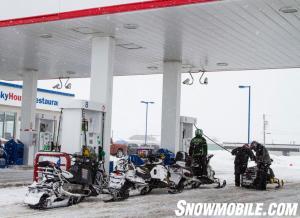 Gassing Up Snowmobiles In Northern Ontario