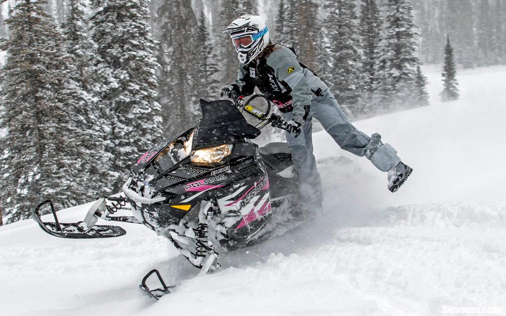 2015 Polaris 800 RMK Assault 155 SC Pink Ribbon Rider