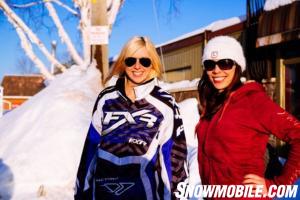 Shelby Mahon Jessica Kline Snowmobiling in Ontario