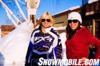 Shelby Mahon Jessica Kline Snowmobiling in Ontario